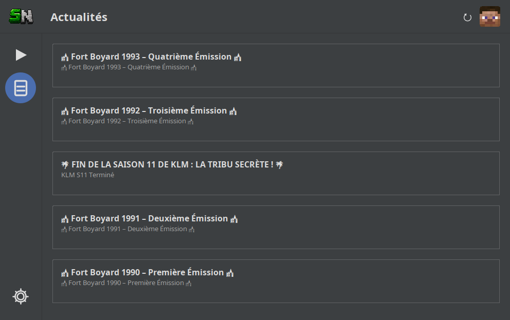 Les actualités du serveur dans le launcher